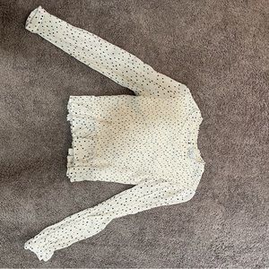 white with blue polka dots cropped blouse